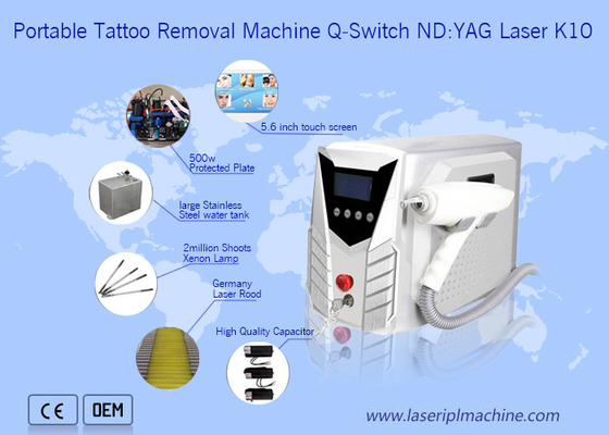 Taşınabilir Q - Switch Lazer Dövme Temizleme Makinesi Güçlü 500-1000V