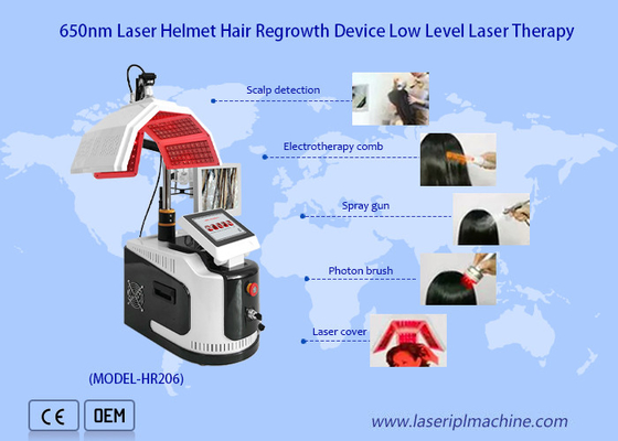 650 Nm Diyot Lazer Saç Büyütme Makinesi Düşük Seviye Saç Terapisi Analizörü