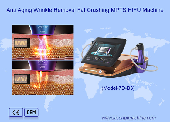 Çift Manikürlü Anti kırışıklık deri sıkıştırma 7D 12D MPTS Rf 360HIFU Makine