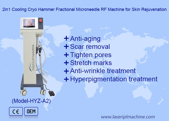2in1 Soğutma Cryo Hammer Cilt Yenilenmesi için Fraksiyonel Mikroneedle RF Makinesi