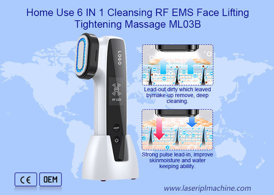 6 IN 1 Temizleme RF Güzellik Ekipmanları Ems Yüz Germe Sıkılaştırma Masajı